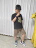 G.DUCKKIDS童裝男童夏裝套裝兒童衣服中大童夏季薄款透氣男孩短袖短褲休閑裝 黑色小熊款 150 尺碼11~12歲【140-150cm】 曬單實拍圖