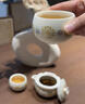 陶羽團花米黃手抓壺一壺三杯家用陶瓷泡茶壺茶杯高檔會(huì )客功夫茶具整套 團花-米黃一壺兩杯 曬單實(shí)拍圖