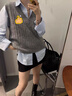 歌詩(shī)慧韓版麻花V領(lǐng)套頭針織馬甲女2025秋季新款女裝毛衣馬甲背心內搭 寬松麻花針織馬甲【灰色】 均碼 曬單實(shí)拍圖