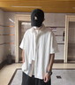 MMOPTOP美式拼接襯衫T恤夏季男士撞色涼感寬松短袖外套MCS14米灰L 曬單實(shí)拍圖