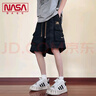 NASA BASE迷彩工裝短褲男士寬松純棉休閑大碼五分褲青少年中褲子 JYF-H33灰色 XL 曬單實(shí)拍圖