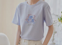 品彩（PinCai）短袖t恤女夏季玫瑰撞印花時(shí)尚優(yōu)雅寬松圓領(lǐng)上衣 P144T1657 曬單實(shí)拍圖