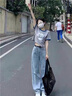 京功200斤胖妹妹夏季天絲萊賽爾涼感冰涼褲子300斤大碼胖mm韓版牛仔褲 藍色 3XL 建議150斤-180斤 曬單實(shí)拍圖