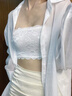 建功蕾絲抹胸內(nèi)衣無肩帶裹胸式內(nèi)衣女一片式防走光遮胸神器文胸衣大碼 【兩件套】蕾絲抹胸丨黑色+白色 M 【80-130斤】輕薄透氣/彈力面料 曬單實拍圖