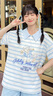 森女部落海軍風小熊印花條紋polo衫原創(chuàng)短袖T恤2025年新款女裝夏 T恤（單件） 單件 S 曬單實拍圖
