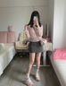 桂岐 后背鏤空系帶粉色T恤長袖防曬罩衫女夏季小眾寬松薄款慵懶上衣 粉色 均碼 （建議80-115斤） 曬單實拍圖