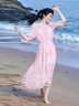 德瑪納【花漾佳人】夏季浪漫淑女順紆縐印花收腰抽褶小個(gè)子女式連衣裙 曬單實(shí)拍圖