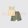 巴厘小豬女寶寶背心套裝2025新款夏季薄款女孩衣服兒童吊帶兩件套女童夏裝 綠蔭閣 120 曬單實(shí)拍圖