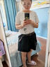 韓絲梵美式復(fù)古高腰牛仔短褲女寬松顯瘦百搭闊腿褲休閑五分褲裙褲子女 712黑色【不帶腰帶】 L 【建議120-140斤】 曬單實(shí)拍圖