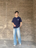 名創(chuàng)優(yōu)品（MINISO）短袖t恤男夏季2025新款美式重磅男款休閑寬松純棉藏青色半袖衣服 【100%純棉】藏青(摩登胸標(biāo)) 3XL (體重180-205斤) 曬單實(shí)拍圖