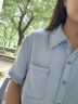 百圖betu女裝2025夏季新款襯衫天絲棉防曬上衣短袖牛仔外套女2505T41 牛仔色 M 曬單實(shí)拍圖