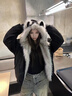 允橘座山雕棉服外套秋冬女2025年新款棉襖棉衣加絨加厚高級感時(shí)尚洋氣 毛茸耳朵黑色棉服 S 【建議80-100斤】 曬單實(shí)拍圖