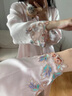 嬋絲蓮重磅22姆米真絲睡衣女套裝 100%桑蠶絲奢華夏季純色家居服兩件套 米色 XL （適合115-125斤穿著） 曬單實(shí)拍圖