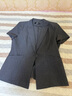 簡(jiǎn)蜓黑色短袖職業(yè)裝女裝套裝夏季薄款單扣西服外套女氣質(zhì)小西裝工作服 灰色單西裝 2XL（建議：120-130斤） 曬單實(shí)拍圖