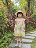 G.DUCK KIDS小黃鴨童裝洛麗塔公主裙夏季薄款飛袖兒童連衣裙0-3歲女寶寶裙子 綠色裙子+帽子 100 建議2~3歲（ 90-100cm） 曬單實(shí)拍圖
