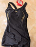 李寧（LI-NING）泳衣女專業(yè)訓(xùn)練連體平角游泳衣女士時(shí)尚大碼泳裝011 黑金 XXL  曬單實(shí)拍圖