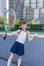 moonkids童裝女童運動套裝裙2025夏季新款兒童網(wǎng)球裙子速干背心薄款兩件套 19136白色吊帶+6118藏青色短裙 160 /170 【推薦身高160-175cm】 曬單實拍圖