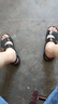 【真皮牛皮】夏季新款真皮涼鞋男厚底防滑沙灘鞋男休閑涼拖鞋 黑色 41 曬單實(shí)拍圖