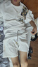 頂峰保羅（Dingfengbaoluo）休閑套裝夏季短袖短褲薄款寬松透氣運動男士套裝TZ054白色L 曬單實拍圖