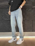 叄南冰絲涼感牛仔褲男夏季薄款透氣寬松褲子潮牌淺藍色天絲休閑長(cháng)褲男 淺藍色【單條裝】 薄款 31 曬單實(shí)拍圖