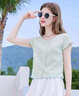 百圖betu女裝2025夏季新款T恤漸變條紋華夫格肌理感短袖上衣女2506T06 淺綠 L 曬單實(shí)拍圖