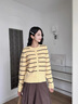 香影黃色條紋針織上衣女2025秋季新款慵懶風(fēng)長(cháng)袖撞色圓領(lǐng)毛衣開(kāi)衫 黃色 S 155/80A/85-95斤 曬單實(shí)拍圖
