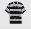 GAP男女裝2025夏季新款logo重磅純棉條紋polo短袖T恤寬松727619 淺灰色 XS (165/84A) 亞洲尺碼 曬單實(shí)拍圖