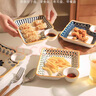 佩爾森北歐餃子盤(pán)帶醋碟家用陶瓷方形蝦盤(pán)帶蘸料碟創(chuàng  )意薯條分格盤(pán) 萌萌小熊餃子盤(pán) 1個(gè) 7.5英寸 曬單實(shí)拍圖