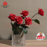 愛已裝糖 節(jié)日禮物假花仿真花高檔手感保濕玫瑰花客廳擺件裝飾花 紅色5支 曬單實拍圖