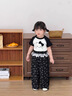 G.DUCKKIDS小黃鴨童裝女童短袖套裝夏季新款洋氣韓版休閑小女孩夏裝兩件套薄 黑白色 90 (建議80-90cm 1-2周歲） 曬單實(shí)拍圖