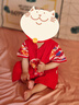 優(yōu)奇嬰兒衣服男女寶寶連體衣夏季中國風(fēng)滿月百天周歲紅色喜慶中式外出 曬單實(shí)拍圖