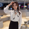 啄木鳥(niǎo)（TUCANO）長(zhǎng)條絲巾女2025新款系脖感媽媽款搭配襯衫百搭春秋小圍巾斜角發(fā)帶 條紋斜角-米白 【150*14cm雙層 曬單實(shí)拍圖