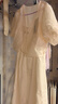 尚都比拉復(fù)古國(guó)風(fēng)連衣裙女夏季氣質(zhì)優(yōu)雅新中式假兩件刺繡裙子 杏色 XL  曬單實(shí)拍圖