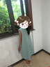 花笙糖女童夏季不規則設計感小個(gè)子連衣裙純色長(cháng)裙大童棉裙子親子 藍色 130 曬單實(shí)拍圖