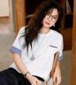 MsShe【涼感索羅娜棉拼接格紋刺繡短袖T恤】顯瘦大碼女裝2025夏裝胖mm 純白色現(xiàn)貨 4XL 曬單實拍圖