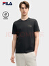 FILA FUSION斐樂潮牌男子針織短袖衫2025夏季新款時尚休閑寬松T恤 正黑色-BK XL 180/100A/XL 曬單實(shí)拍圖