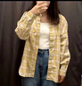 LPOX襯衫女 2025年夏季新款女士長(cháng)袖襯衫寬松休閑款襯衣女開(kāi)衫外套女 黃色格子[精選優(yōu)質(zhì)面料] M 曬單實(shí)拍圖