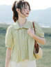 真維斯女裝2025夏季新款 日系甜美百搭寬松休閑娃娃領(lǐng)短袖襯衫LE 淺綠色8710 L 165/88A 曬單實(shí)拍圖