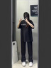 黑盒白美式高街休閑褲男夏季潮流簡約黑色垂感感直筒高腰微喇西褲 ORH-K54黑色 XL 曬單實拍圖