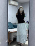 妙奕嘉半身裙女裙子夏季a字裙半裙2025女士高腰半身長裙小個(gè)子紗裙百搭 藍(lán)條紋蕾絲鏤空半身裙 M 【建議100斤內(nèi)】 曬單實(shí)拍圖
