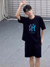 LEFT SPORTS短袖t恤男夏季新款潮流重磅體恤上衣男寬松百搭舒適套裝男 黑色 M (建議體重105-130斤) 曬單實(shí)拍圖