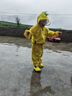 牧萌兒童雨衣分體套裝男女童幼兒園防水雨褲寶寶雨披 黃恐龍?zhí)籽b M 曬單實(shí)拍圖