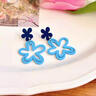 BJYL藍色花朵度假風(fēng)耳環(huán)女時(shí)尚設計感氣質(zhì)耳釘耳墜小清新夸張耳飾耳夾 【有耳洞拍】鏤空花朵耳釘一對 曬單實(shí)拍圖