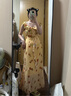 棉致法式V領(lǐng)黃色碎花吊帶連衣裙女夏季2025新款氣質(zhì)收腰顯瘦甜美長裙 178黃色【高品質(zhì)42.5】 M 90-100斤 曬單實拍圖