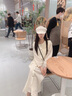 皓娥 茶歇法式氣質(zhì)長(cháng)袖連衣裙女春夏2025溫柔風(fēng)寬松氣質(zhì)仙女胖mm裙子 杏色（均碼M）含口袋內襯 130斤內 曬單實(shí)拍圖