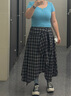 VEGA CHANG不規則格紋半身裙女2026新款夏季黑白撞色解構A字半裙 黑白格紋 XL 曬單實(shí)拍圖