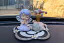 長(zhǎng)存（CHAnGCUn）汽車擺件鑲鉆可愛(ài)安妮天使車上中控?cái)[臺(tái)高檔車載裝飾車內(nèi)飾品女神 粉紫安妮+漫天星+大號(hào)毛墊 曬單實(shí)拍圖