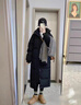 俞兆林2025冬季新款羽絨棉服女中長款過膝韓版棉襖大碼寬松加厚棉衣外套 黑色 S 80-100斤 曬單實拍圖