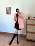 鴨鴨中長款羽絨服女2025冬季新款時(shí)尚休閑潮流保暖連帽韓版小個(gè)子外套 藕粉色 M (建議110-130斤) 曬單實(shí)拍圖
