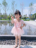 G.DUCKKIDS小黃鴨愛(ài)莎公主裙兒童游泳衣女童泳裝溫泉女寶寶沙灘夏天泳衣紗裙 粉色 90 cm 曬單實(shí)拍圖